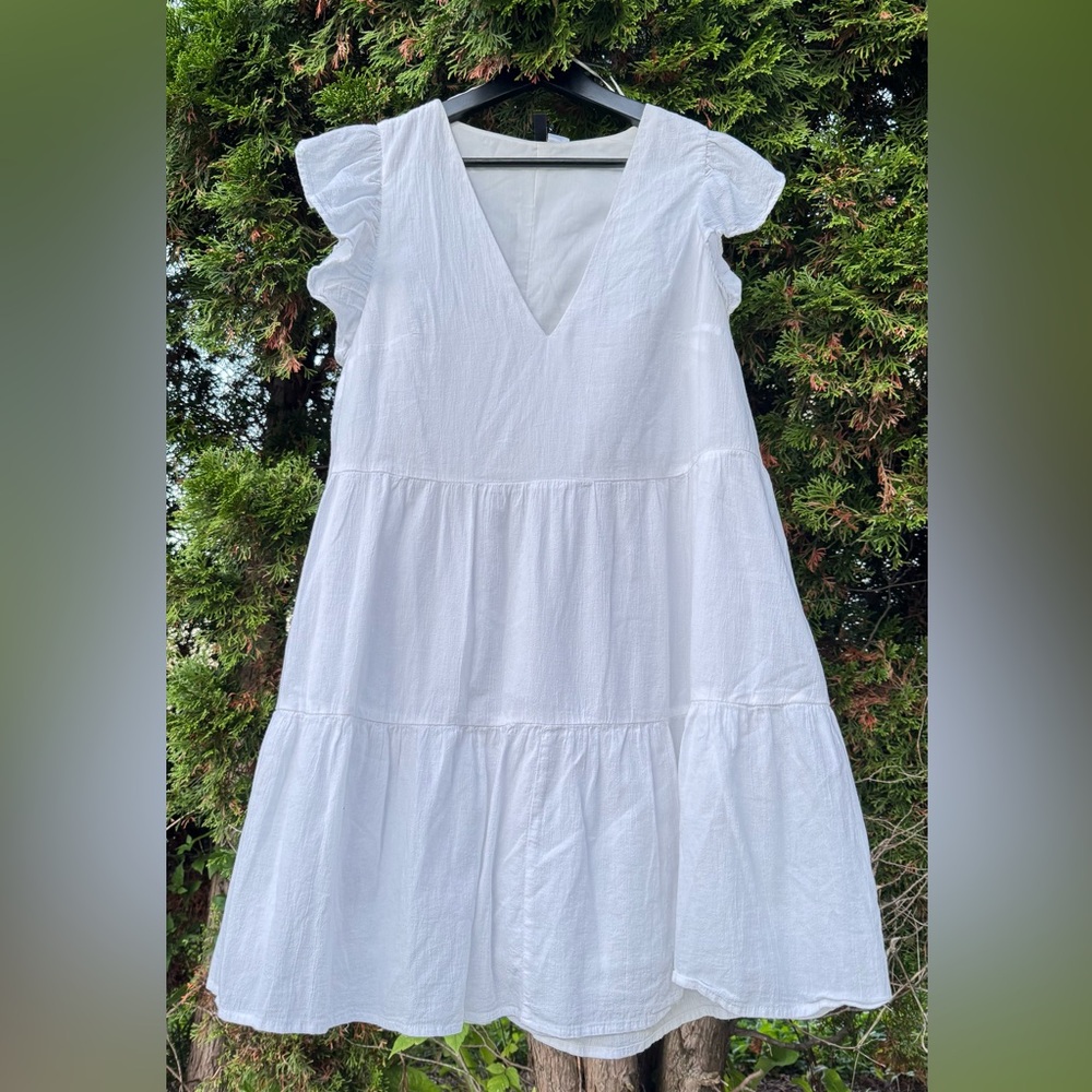 H&M White Tiered Women mini Dress.